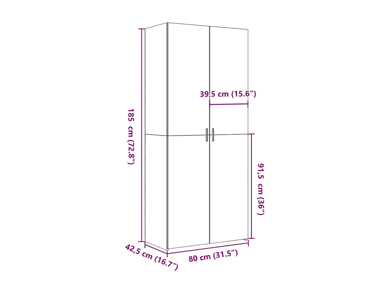 bahut commode armoire bois marron 80 x 42.5 x 185 cm 02_0034209