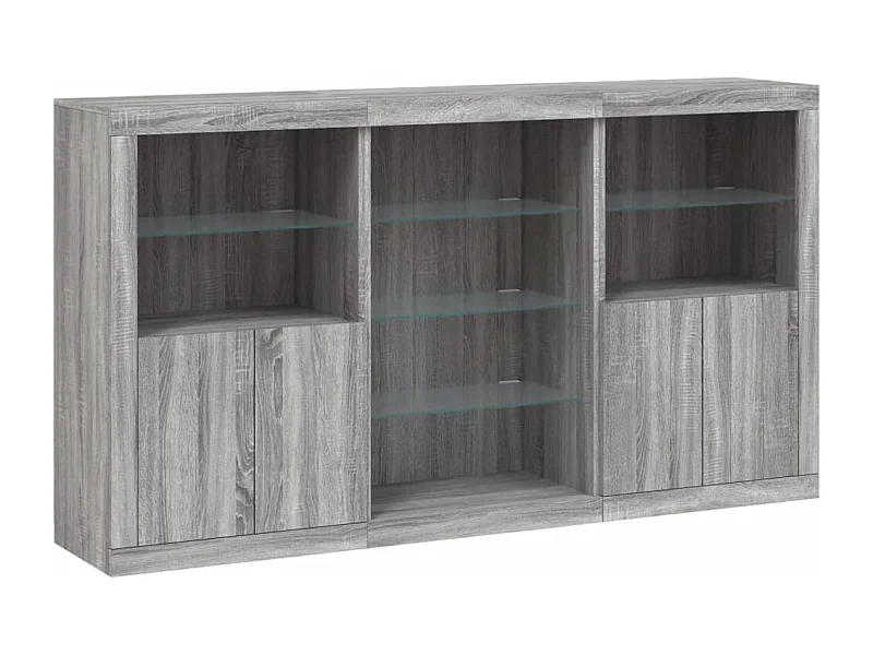 Credenza cassettiera mobile contenitore organizer cucina soggiorno soggiorno con luci a LED sonoma 181,5 x 37 x 100 cm grigio 02_0030061