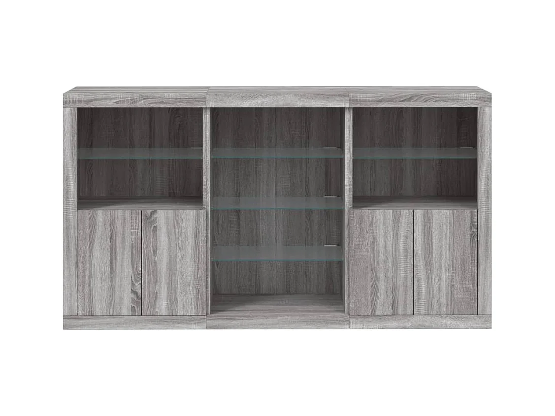 Credenza cassettiera mobile contenitore organizer cucina soggiorno soggiorno con luci a LED sonoma 181,5 x 37 x 100 cm grigio 02_0030061