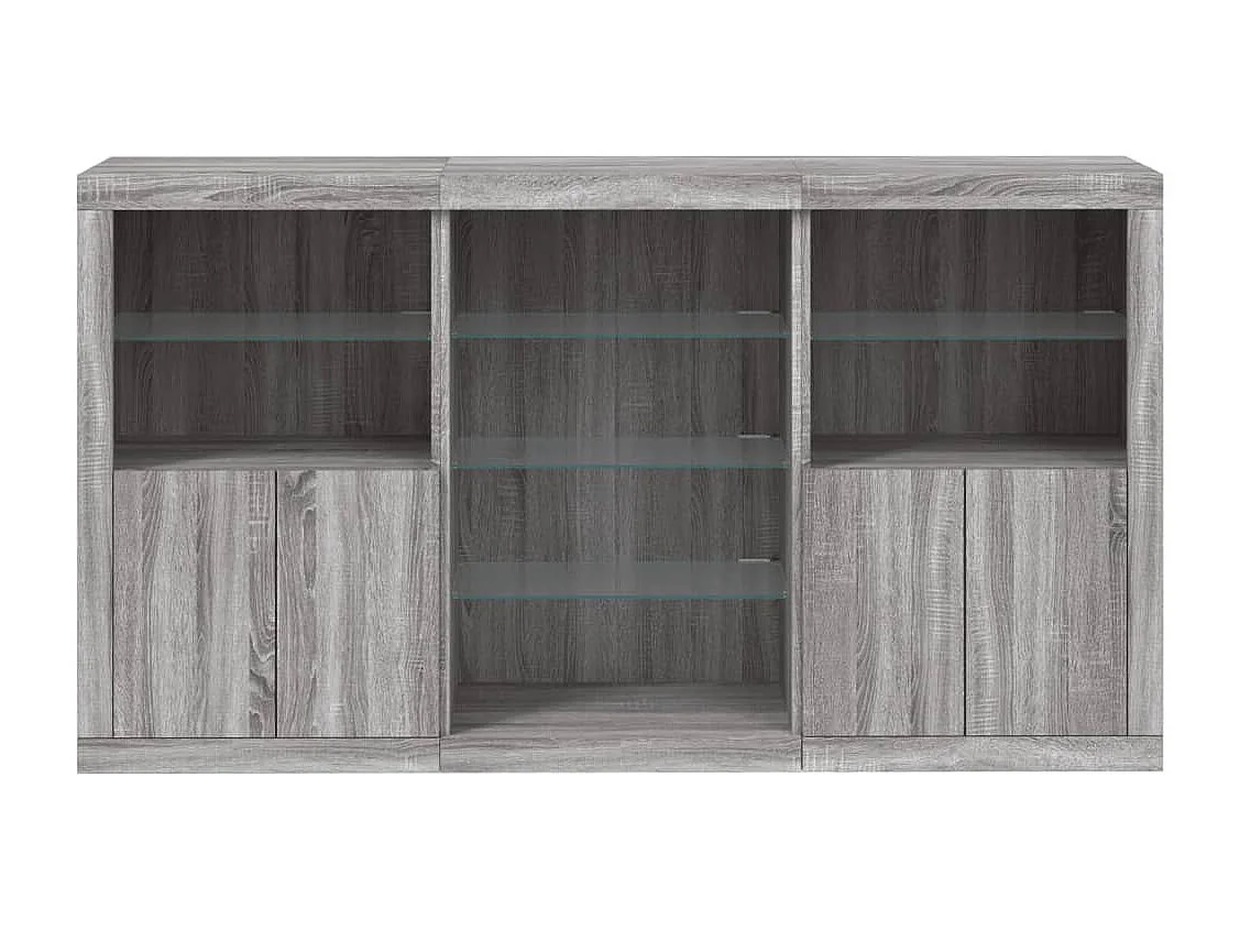Aparador cómoda armario mueble organizador cocina salón salón con luces LED sonoma 181,5 x 37 x 100 cm gris 02_0030061