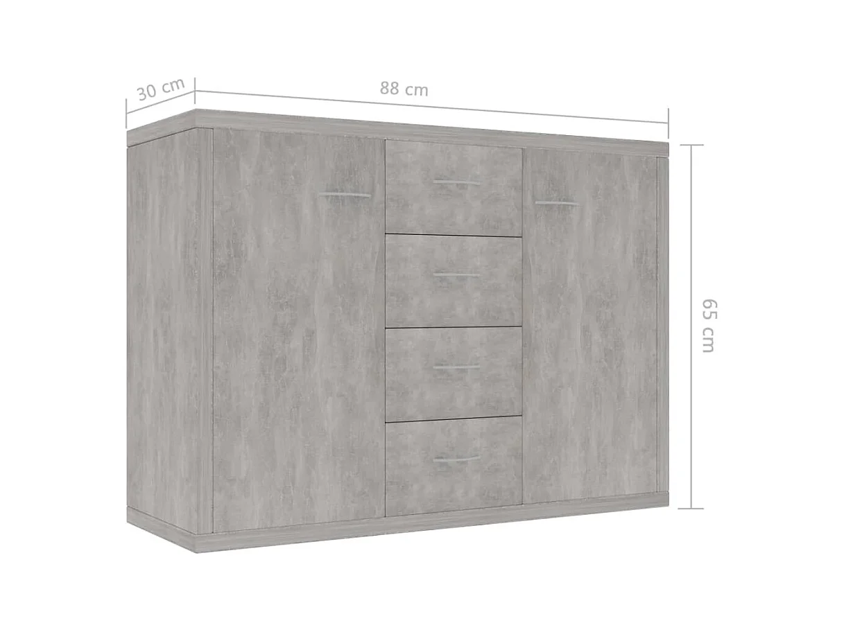 Aparador buffet cómoda armario unidad de almacenamiento organizador cocina salón salón 88 x 30 x 65 cm madera contrachapada gris 02_0032110