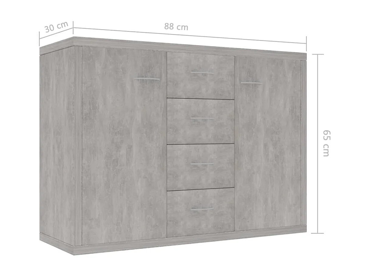 Buffet aparador cômoda armário unidade de armazenamento organizador cozinha sala de estar 88 x 30 x 65 cm madeira trabalhada cinza 02_0032110