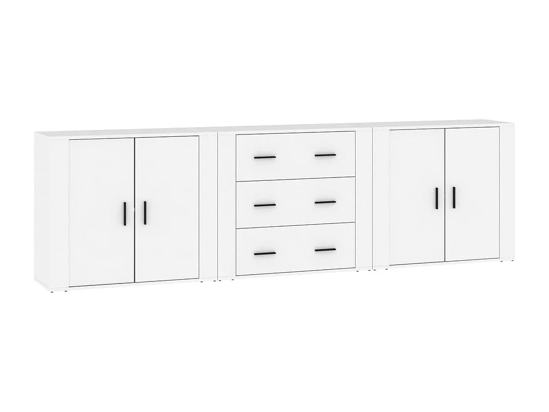 Credenza buffet cassettiera mobile contenitore organizer cucina soggiorno soggiorni 3 pz derivati ​​del legno bianco 02_0037012
