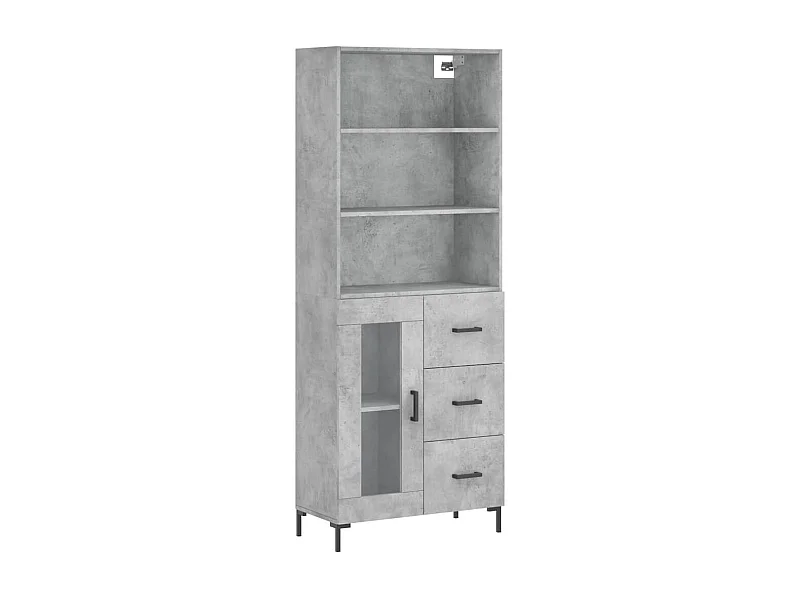 Aparador buffet cómoda mueble mueble de almacenaje organizador cocina salón salón alto 69,5 x 34 x 180 cm madera contrachapada gris 02_0034659