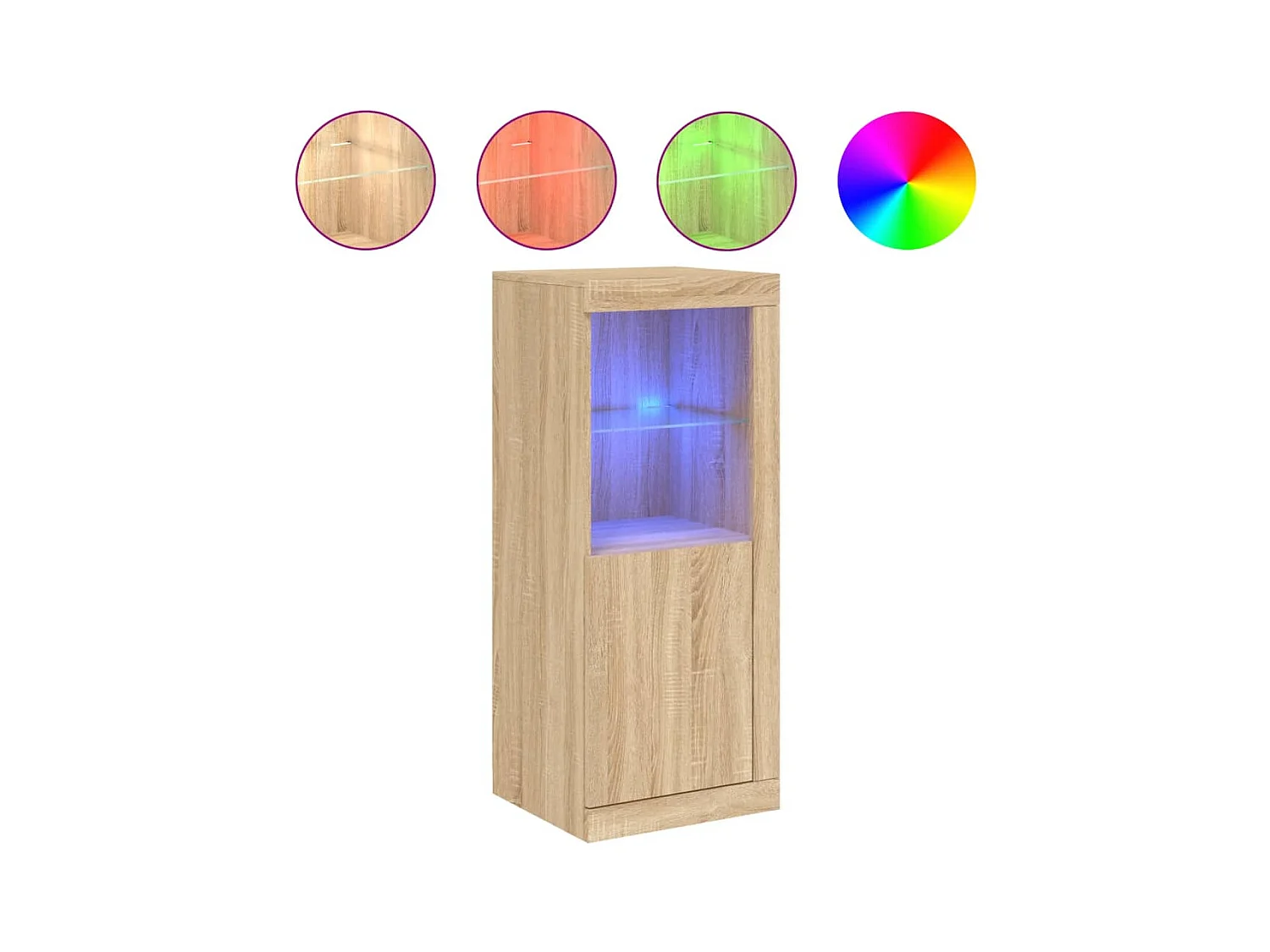 Buffet aparador cômoda armário organizador unidade cozinha sala sala com luzes LED sonoma 41 x 37 x 100 cm marrom 02_0029960