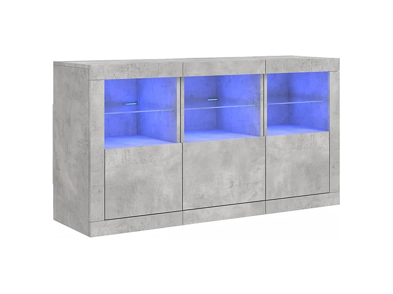 Credenza credenza cassettiera armadio portaoggetti organizer cucina soggiorno soggiorno con luci a LED 123 x 37 x 67 cm Grigio 02_0029974