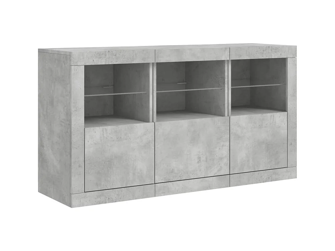 Credenza credenza cassettiera armadio portaoggetti organizer cucina soggiorno soggiorno con luci a LED 123 x 37 x 67 cm Grigio 02_0029974