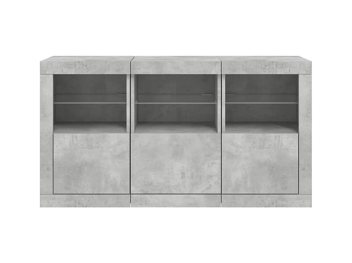 Credenza credenza cassettiera armadio portaoggetti organizer cucina soggiorno soggiorno con luci a LED 123 x 37 x 67 cm Grigio 02_0029974