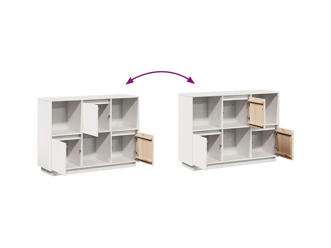 Aparador buffet cómoda armario mueble organizador cocina salón salón 110,5 x 35 x 80 cm madera maciza de pino blanco 02_0030198