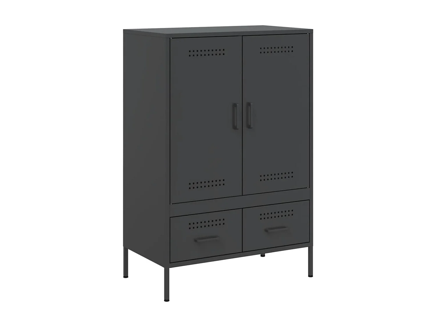 Aparador cómoda cómoda armario mueble organizador cocina salón salón alto 68 x 39 x 101,5 cm acero negro 02_0034960
