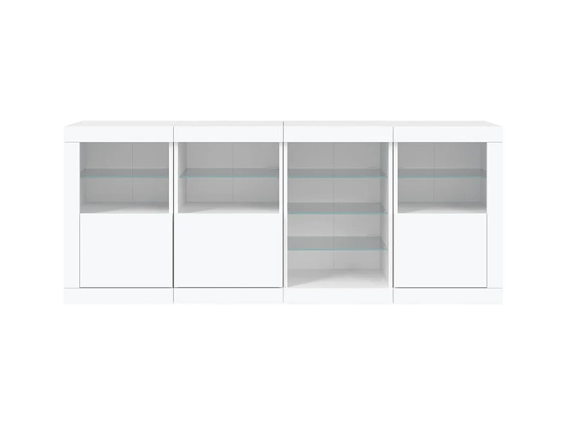 Aparador cómoda cómoda armario mueble organizador cocina salón salón con luces LED 164 x 37 x 67 cm blanco 02_0029836