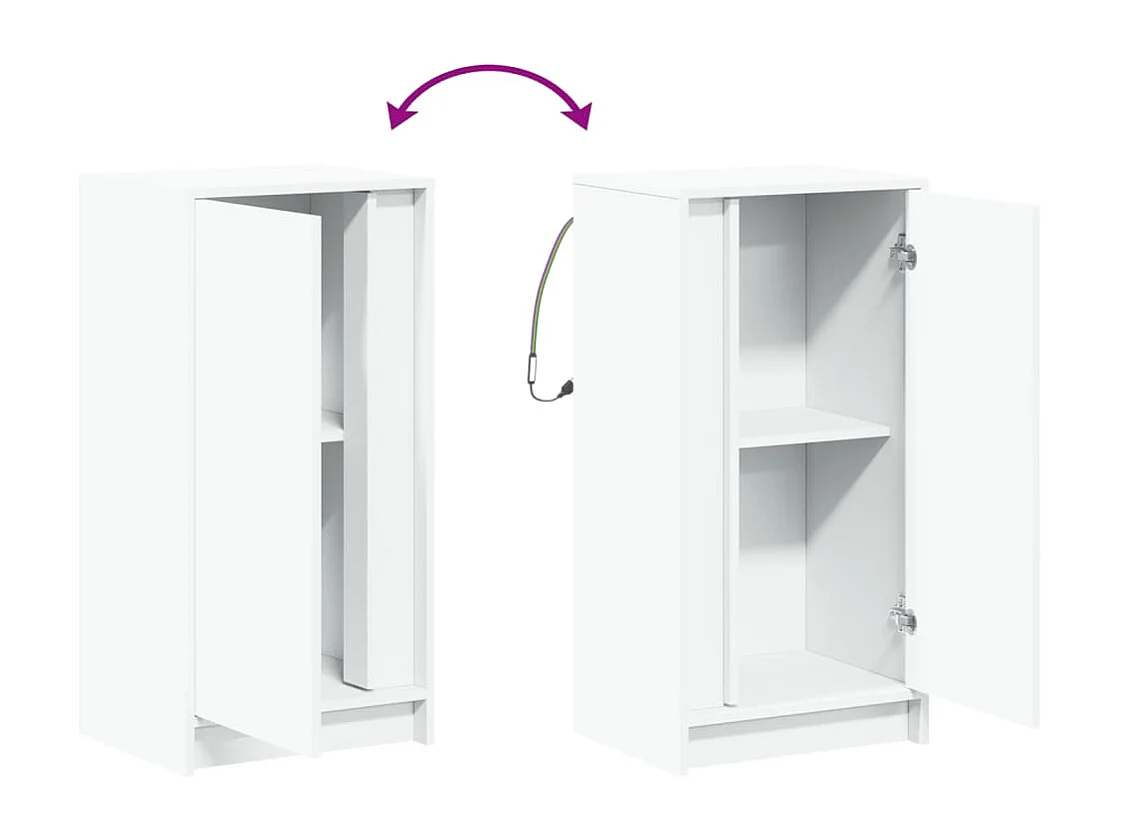 Aparador cómoda cómoda armario mueble organizador cocina salón salón con LED 42,5 x 34 x 85 cm madera contrachapada blanco 02_0029772