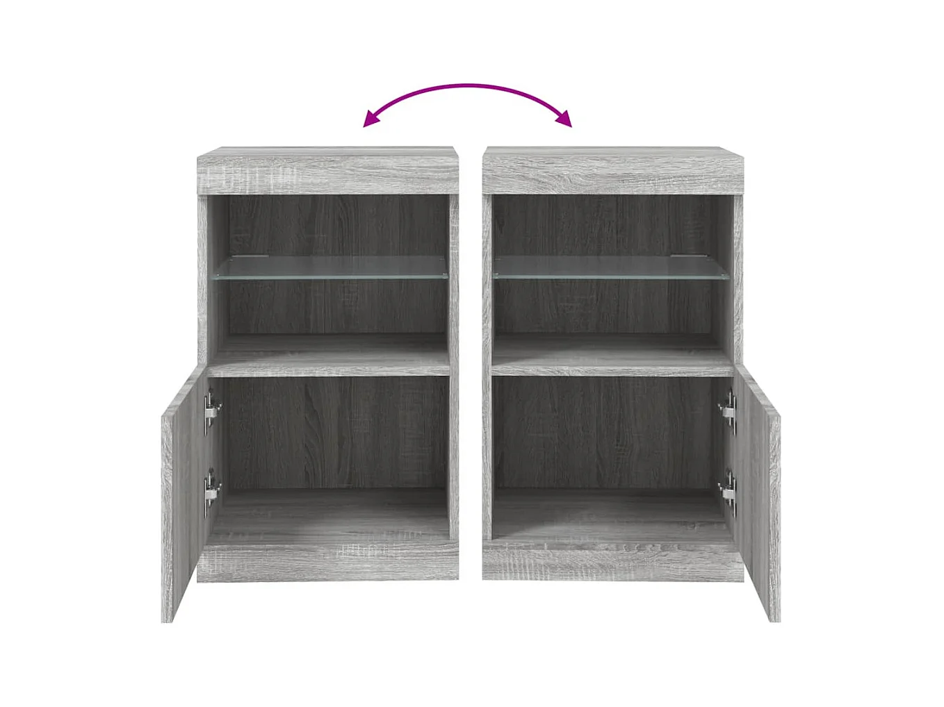 Aparador buffet cómoda mueble almacenaje organizador cocina salón salón con luces LED Sonoma 41 x 37 x 67 cm gris 02_0030076