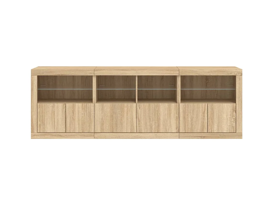 Aparador buffet cómoda mueble almacenaje organizador cocina salón salón con luces LED Sonoma 202 x 37 x 67 cm marrón 02_0029954