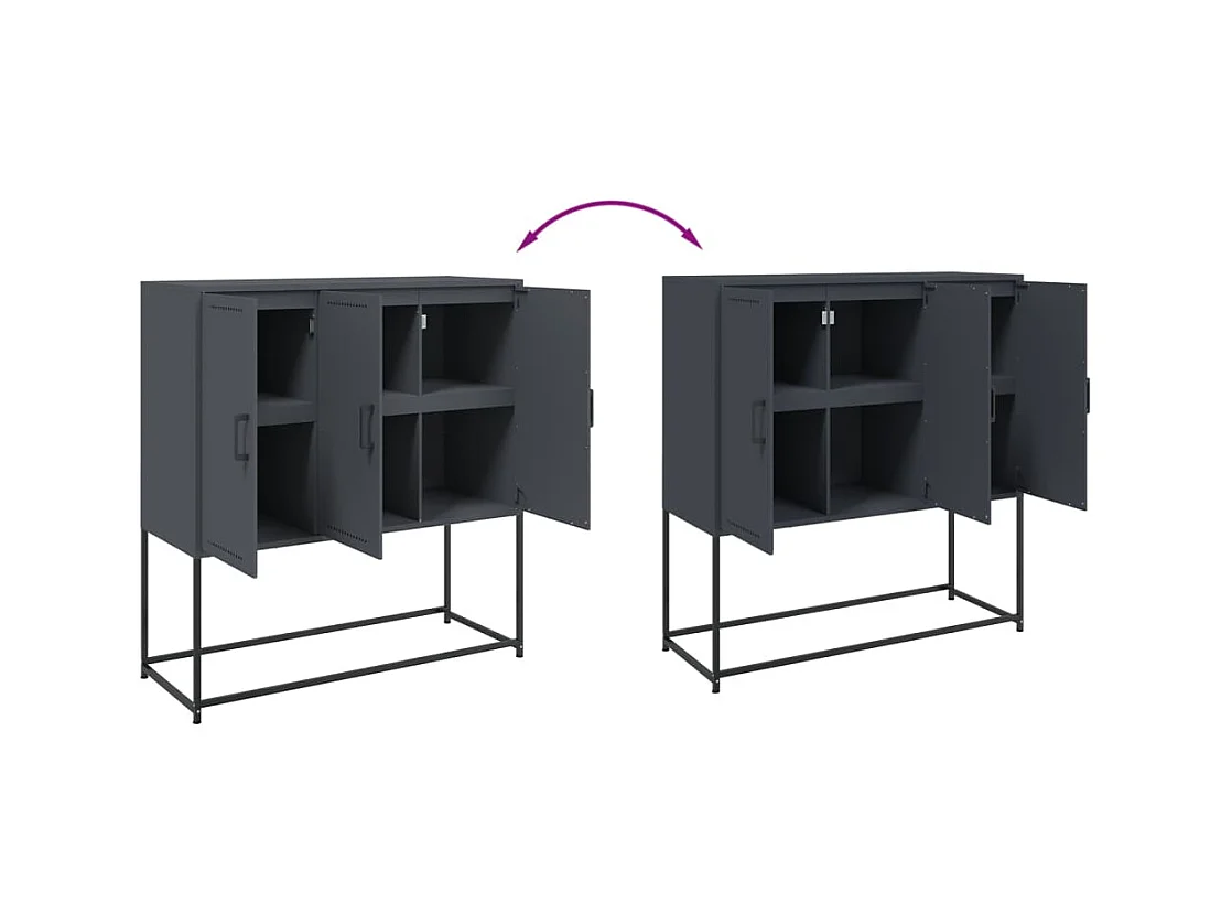 Aparador buffet cómoda armario mueble organizador cocina salón salón alto 100,5 x 39 x 107 cm acero antracita 02_0032198
