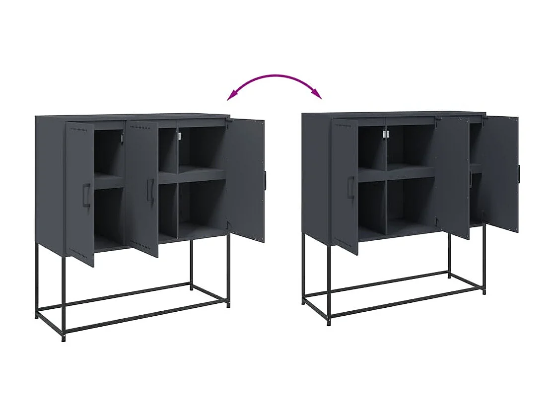 Credenza buffet cassettiera mobile contenitore organizer cucina soggiorno soggiorno alto 100,5 x 39 x 107 cm acciaio antracite 02_0032198