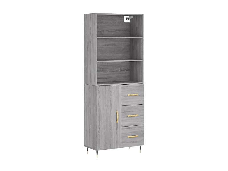 Credenza cassettiera cassettiera mobile contenitore organizer cucina soggiorno soggiorno alto Sonoma 69,5 x 34 x 180 cm derivati ​​del legno grigio 02_0035482