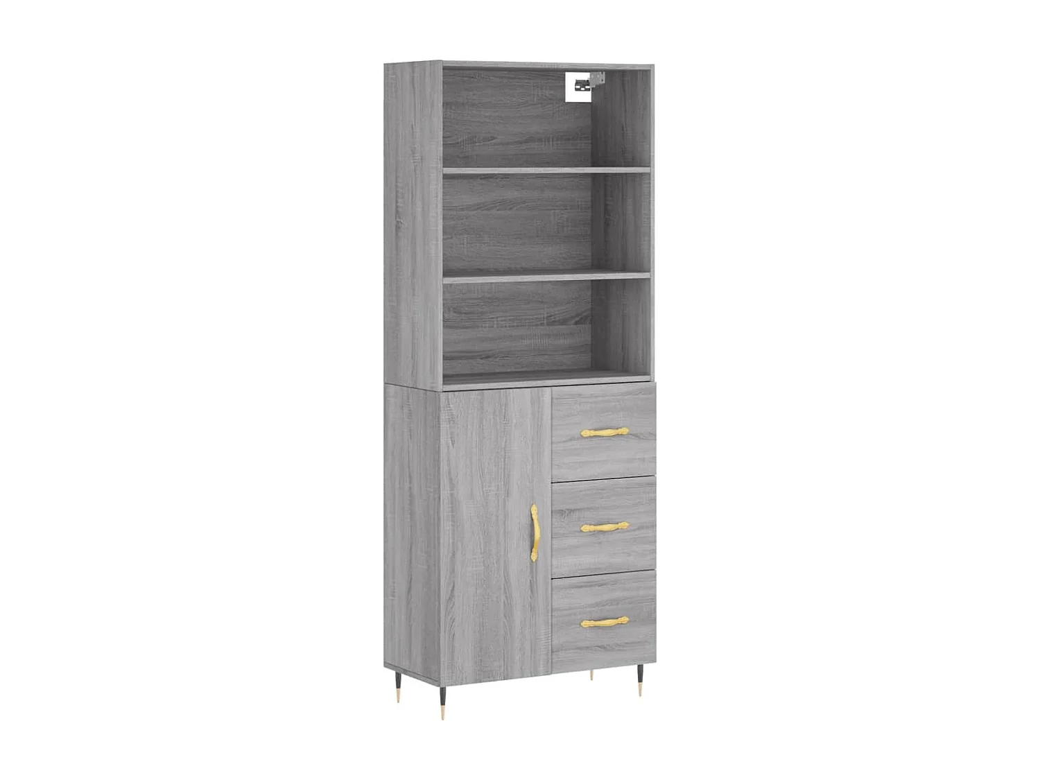 Credenza cassettiera cassettiera mobile contenitore organizer cucina soggiorno soggiorno alto Sonoma 69,5 x 34 x 180 cm derivati ​​del legno grigio 02_0035482
