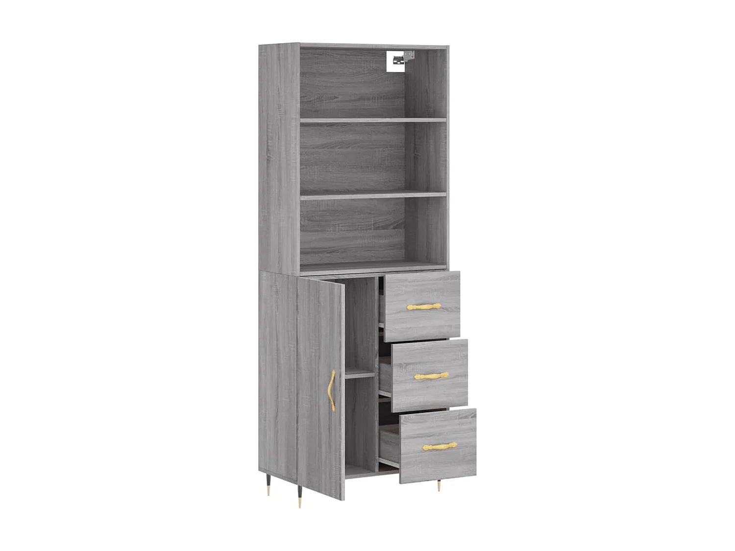 Credenza cassettiera cassettiera mobile contenitore organizer cucina soggiorno soggiorno alto Sonoma 69,5 x 34 x 180 cm derivati ​​del legno grigio 02_0035482