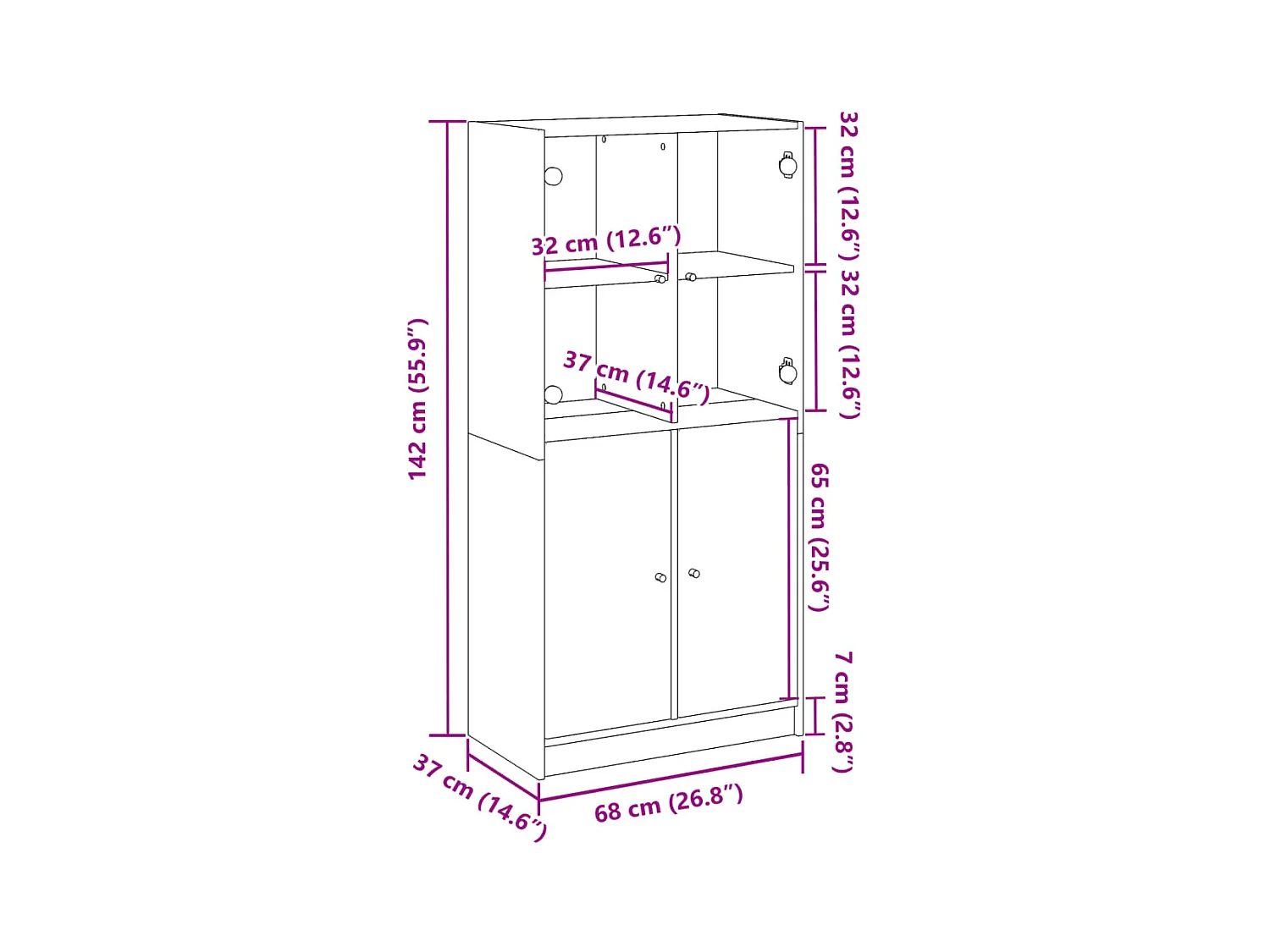 Buffet credenza cassettiera mobile contenitore organizer cucina soggiorno soggiorno alto con ante realizzato a mano in derivati ​​del legno marrone 02_0032229