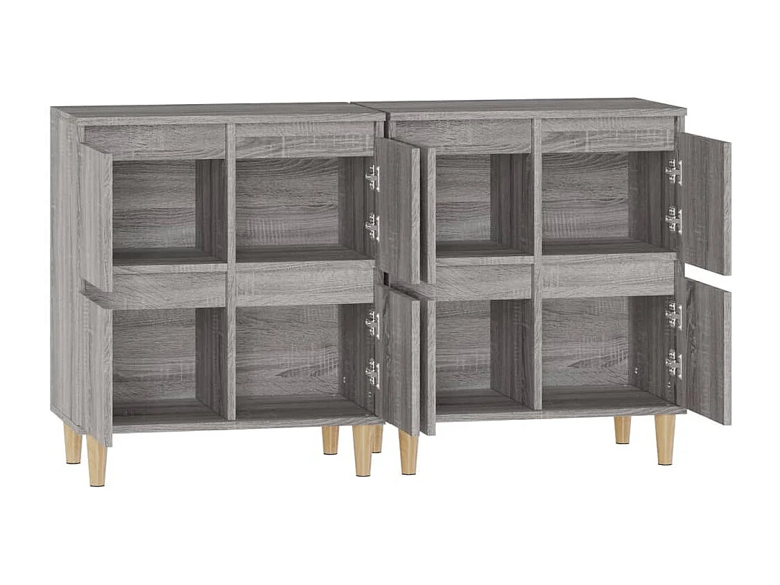 Credenza buffet cassettiera mobile contenitore organizer cucina soggiorno soggiorni set da 2 sonoma 60 x 35 x 70 cm pannelli compositi grigio 02_0036964