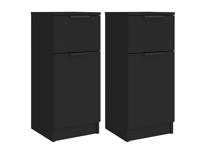 Aparador buffet cómoda armario mueble organizador cocina salón salón juego de 2 30 x 30 x 70 cm madera contrachapada negra 02_0036892