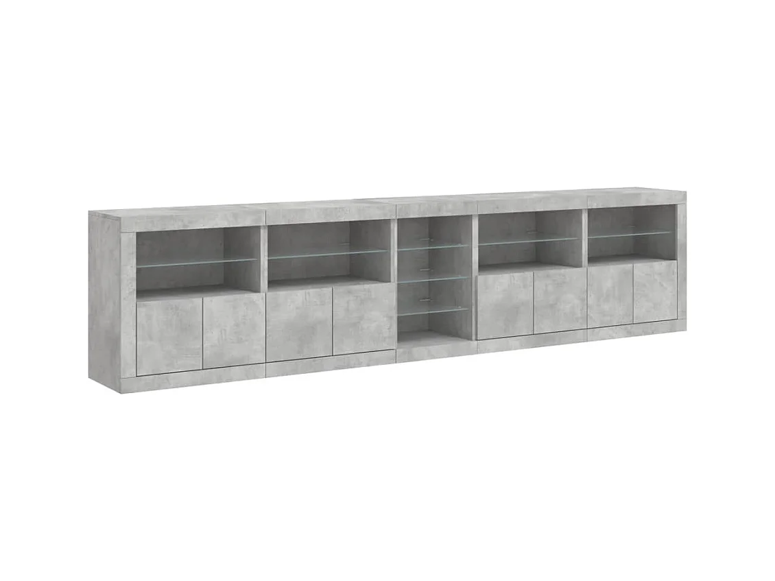 Credenza buffet cassettiera mobile contenitore organizer cucina soggiorno soggiorno con luci a LED 283 x 37 x 67 cm grigio 02_0029995