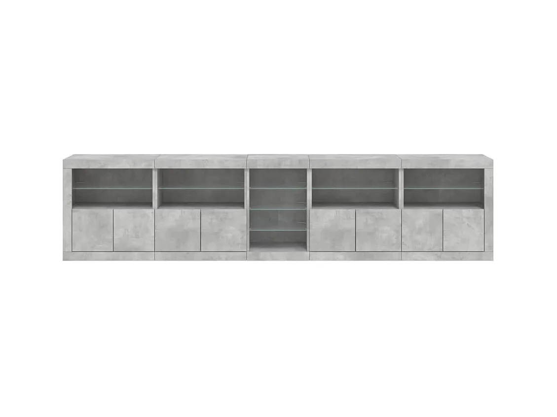 Credenza buffet cassettiera mobile contenitore organizer cucina soggiorno soggiorno con luci a LED 283 x 37 x 67 cm grigio 02_0029995