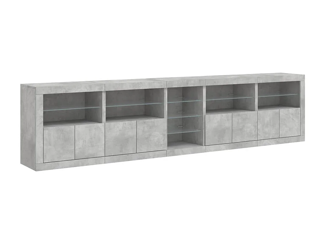Buffet aparador cômoda armário organizador unidade cozinha sala sala com luzes LED 283 x 37 x 67 cm cinza 02_0029995