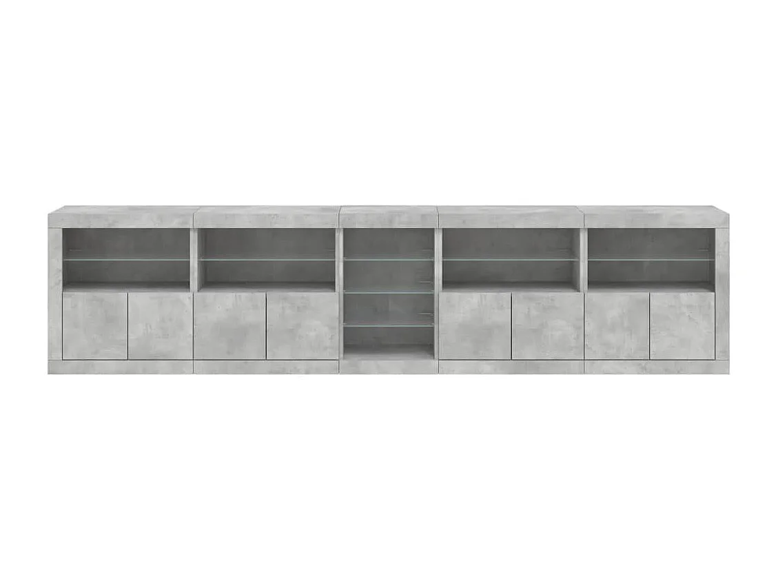 Buffet aparador cômoda armário organizador unidade cozinha sala sala com luzes LED 283 x 37 x 67 cm cinza 02_0029995