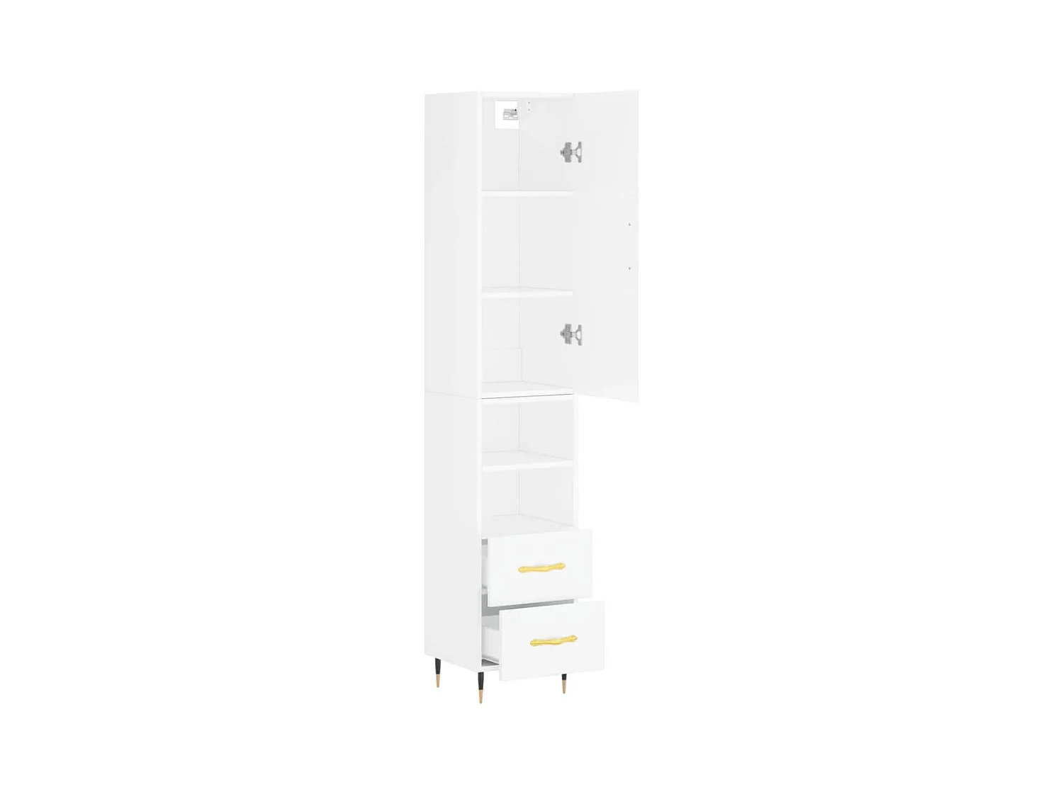 Aparador cómoda cómoda armario mueble organizador cocina salón salón alto brillo 34,5 x 34 x 180 cm madera contrachapada blanco 02_0032958