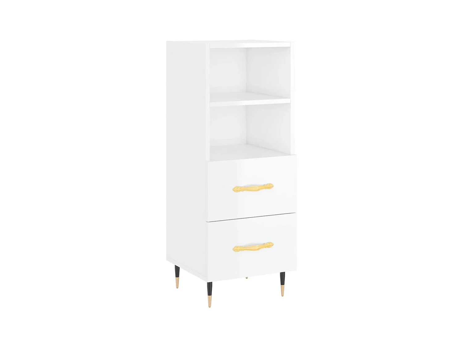 Aparador cómoda cómoda armario mueble organizador cocina salón salón alto brillo 34,5 x 34 x 180 cm madera contrachapada blanco 02_0032958