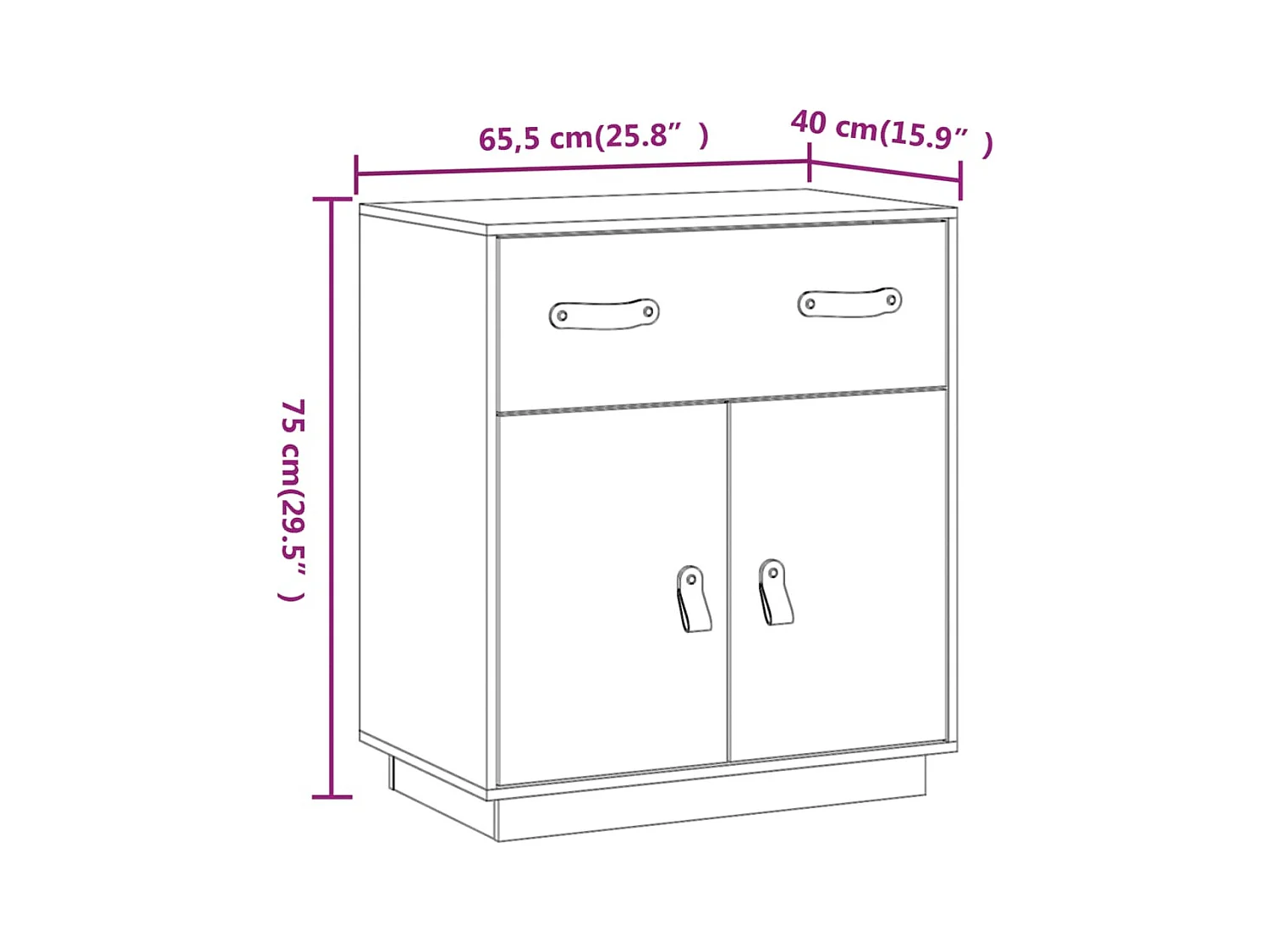 Credenza buffet cassettiera mobile contenitore organizer cucina soggiorno soggiorno 65,5 x 40 x 75 cm legno di pino massiccio marrone 02_0035757
