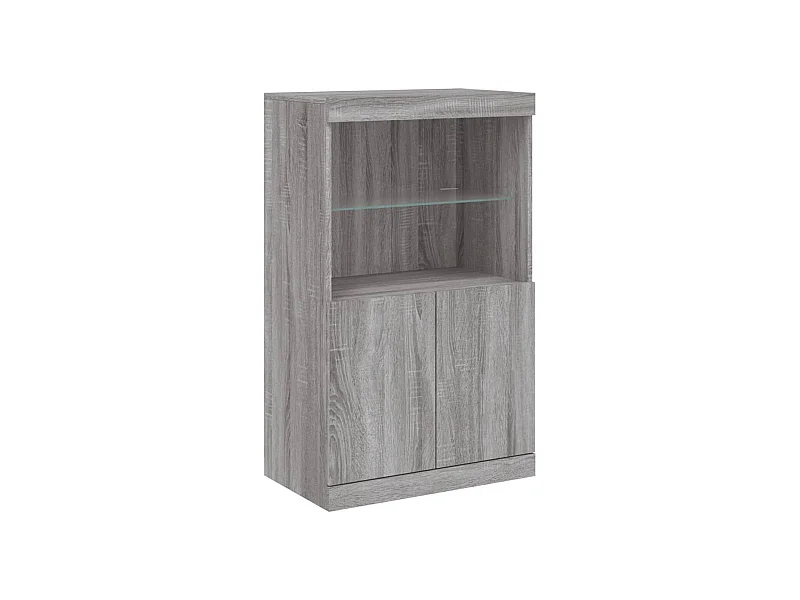 Credenza buffet cassettiera mobile contenitore organizer cucina soggiorno soggiorno con luci a LED Sonoma 60,5 x 37 x 100 cm grigio 02_0030078