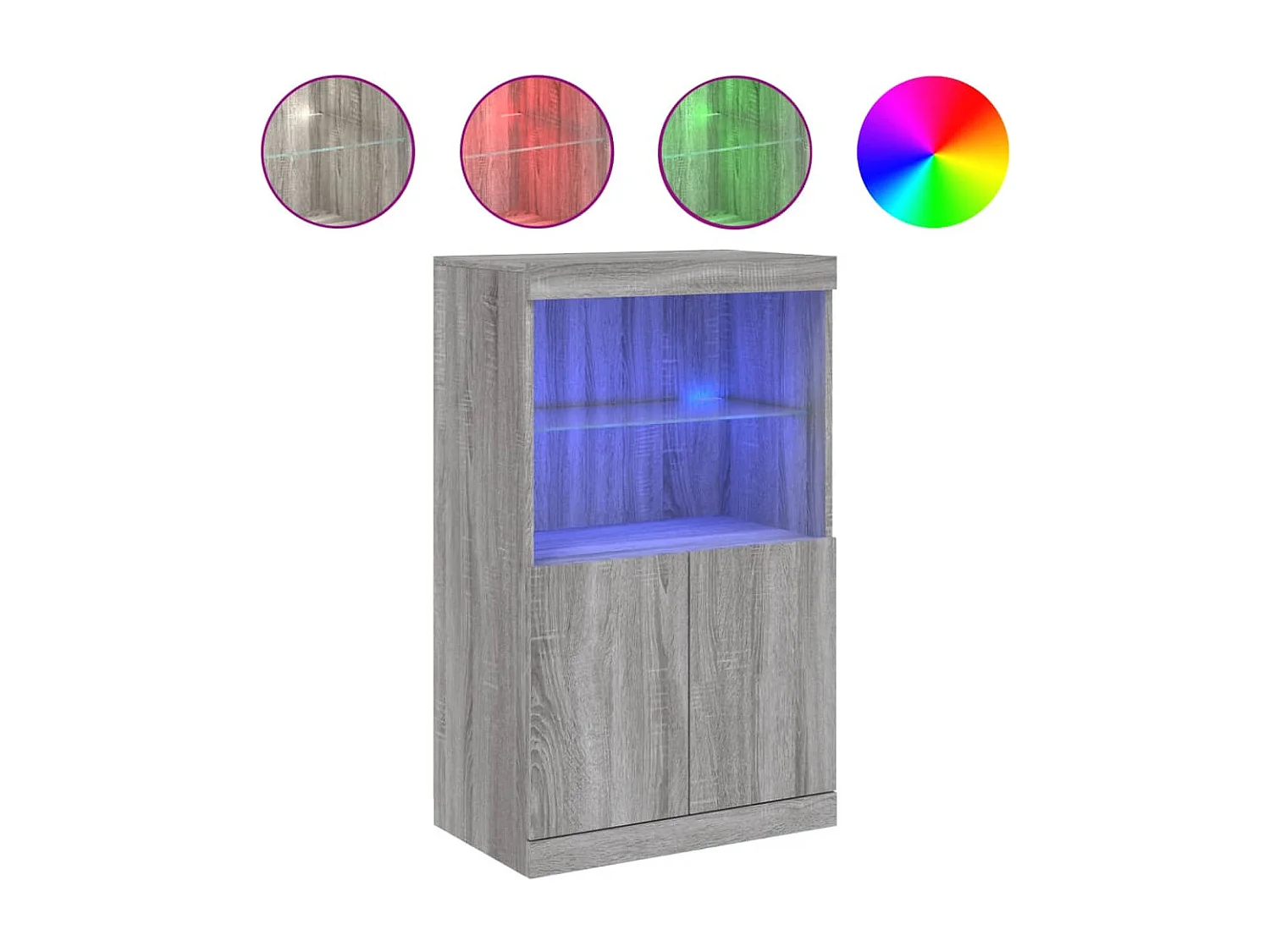 Buffet aparador cômoda armário organizador de unidade cozinha sala sala com luzes LED Sonoma 60,5 x 37 x 100 cm cinza 02_0030078