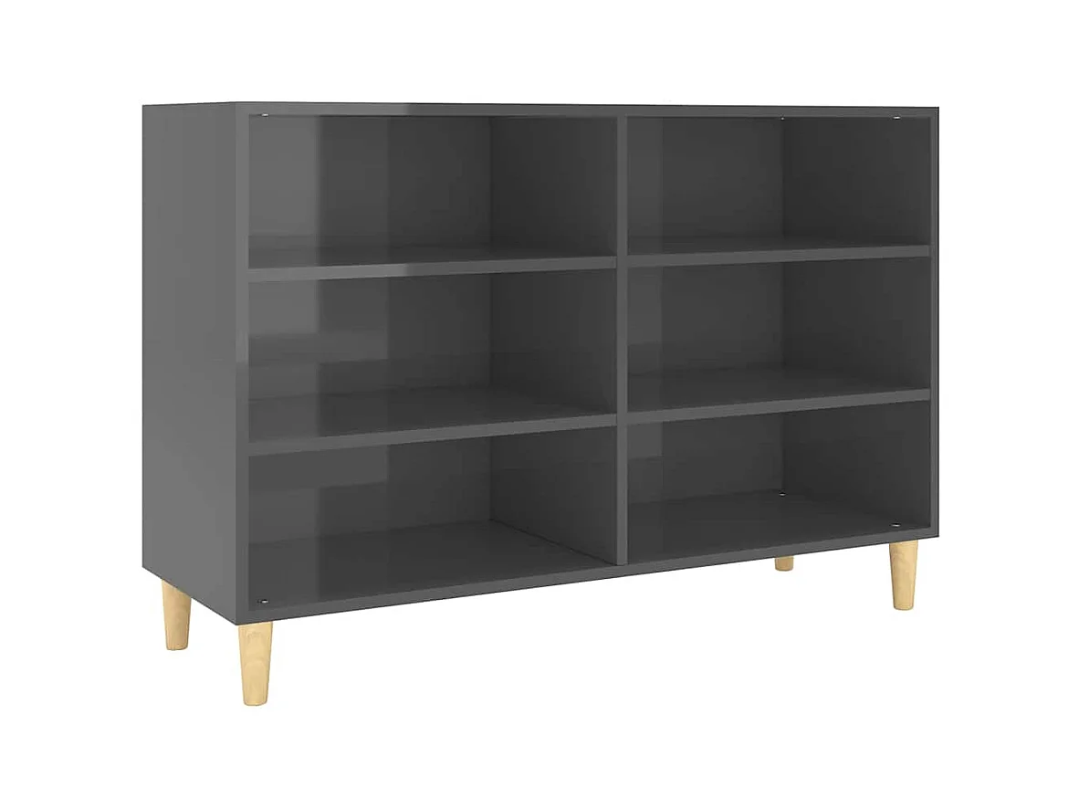 Credenza buffet cassettiera mobile contenitore organizer cucina soggiorno lucido 103,5 x 35 x 70 cm derivati ​​del legno grigio 02_0031814