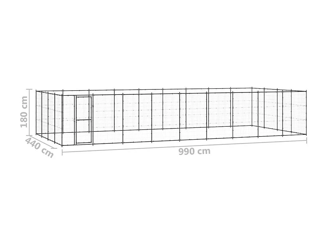 Chenil extérieur cage enclos 990 x 440 x 180 cm 02_0000373