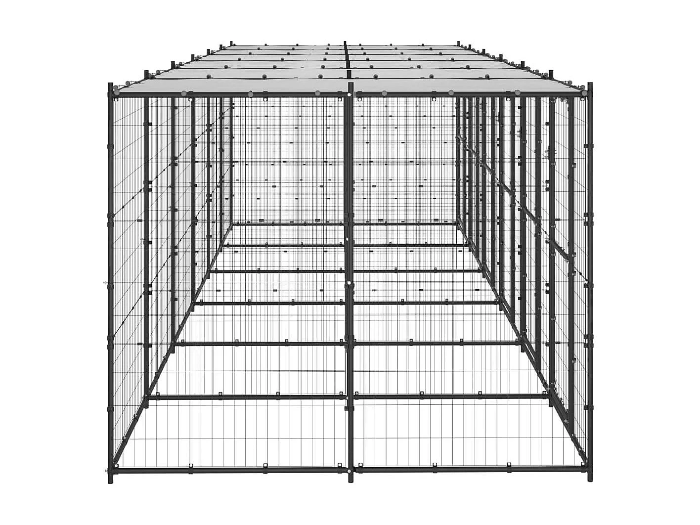 Cuccia da esterno gabbia recinto animali cane esterno in acciaio con tetto 14,52 m² 02_0000391