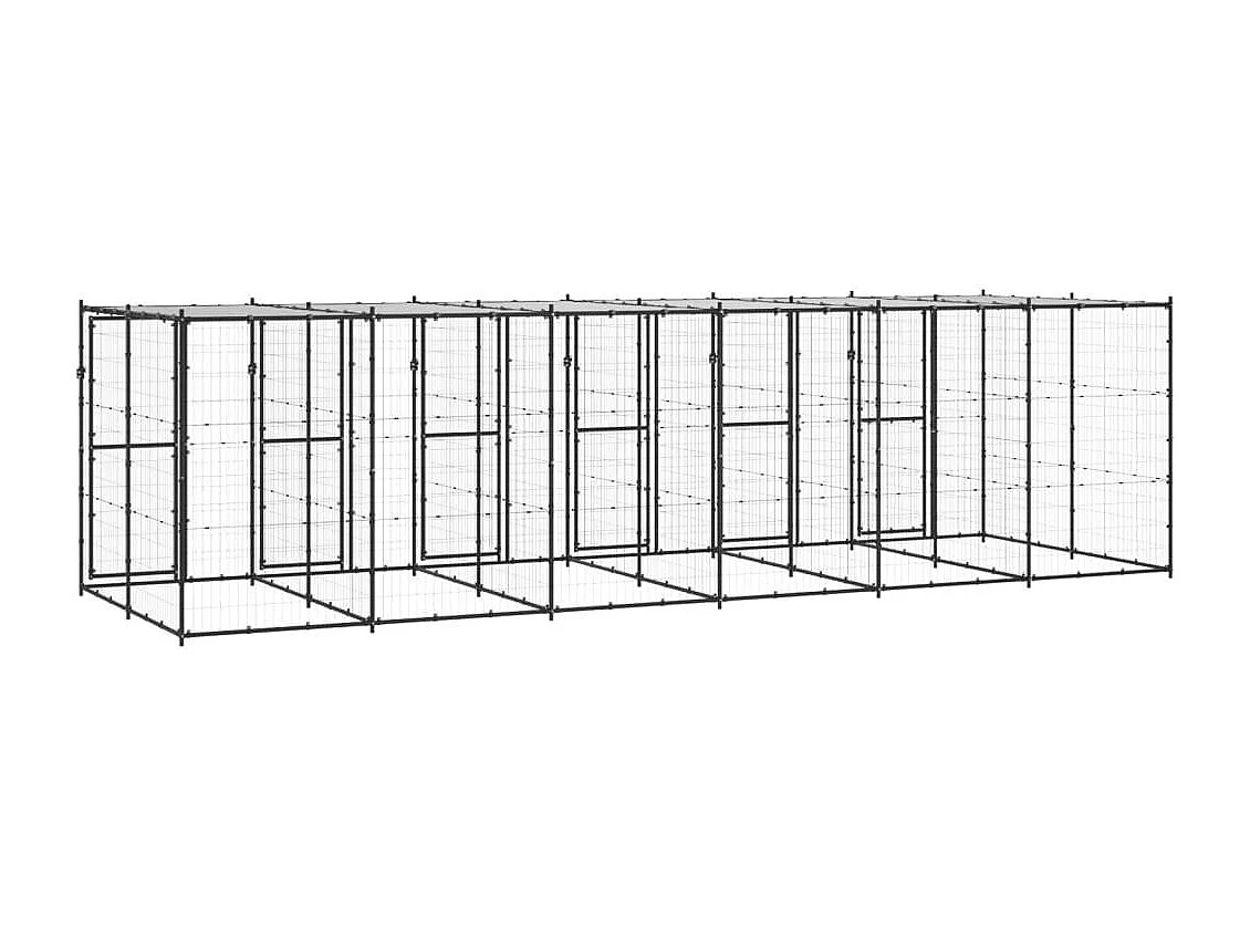 Cuccia da esterno gabbia recinto animali cane esterno in acciaio con tetto 14,52 m² 02_0000391
