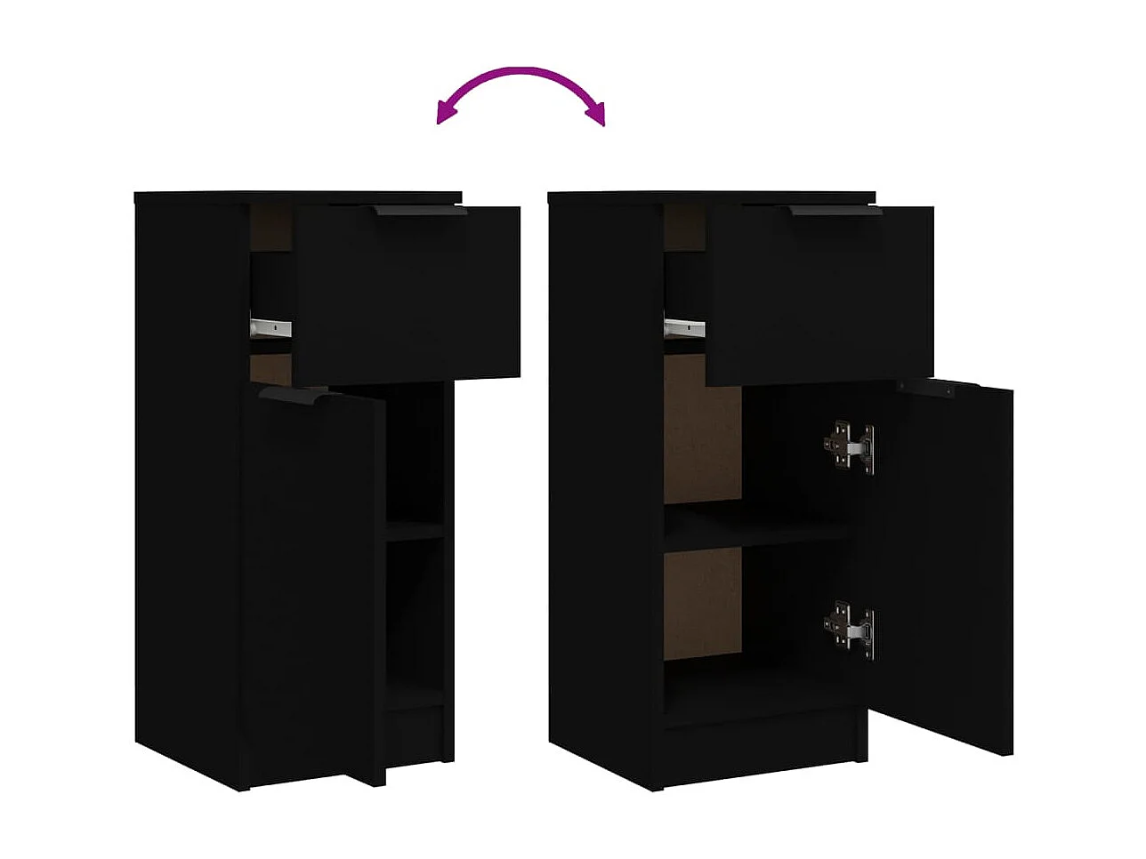 Credenza buffet cassettiera mobile contenitore organizer cucina soggiorno soggiorno 30 x 30 x 70 cm multistrato nero 02_0035858