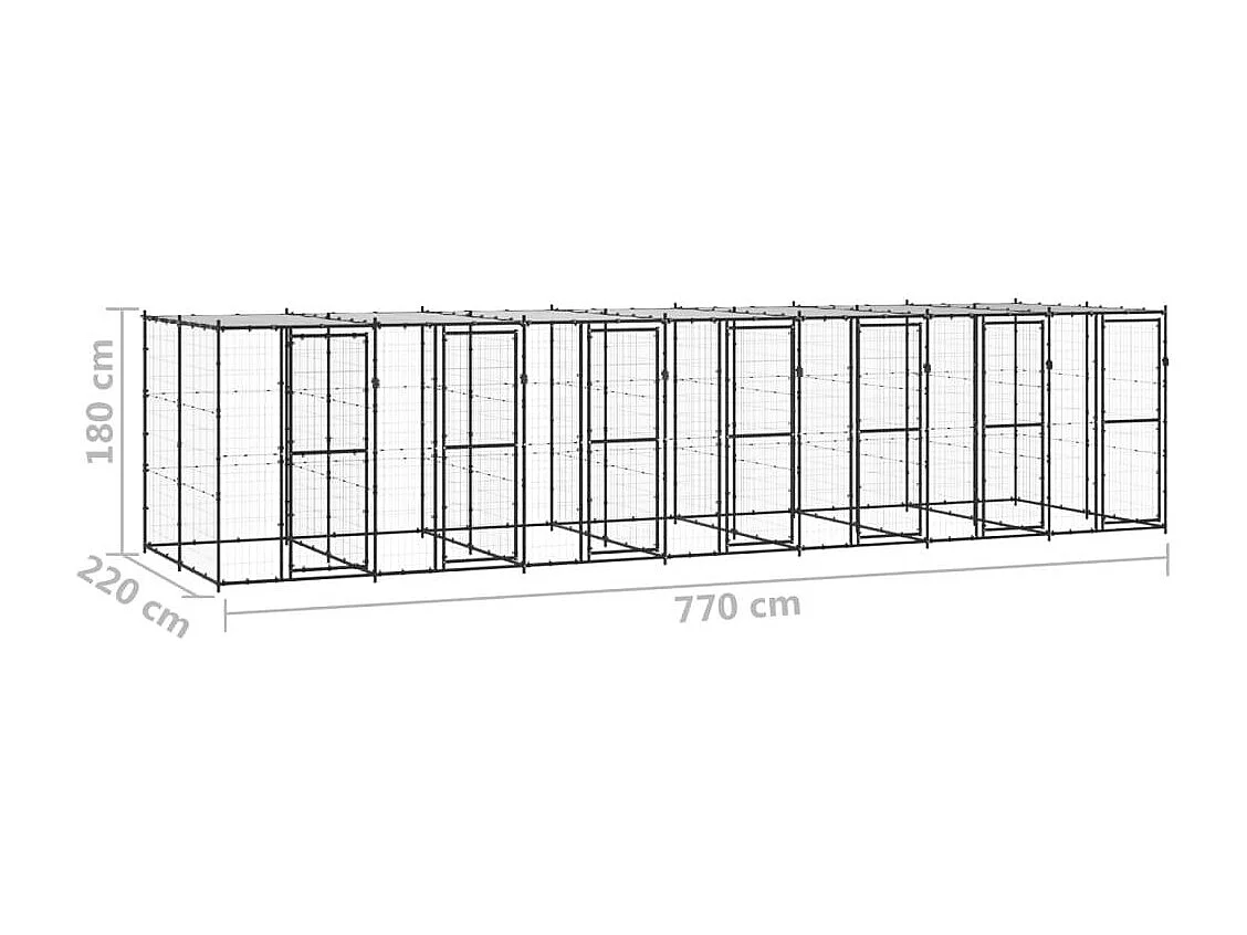 Chenil extérieur cage enclos 770 x 220 x 180 cm 02_0000392