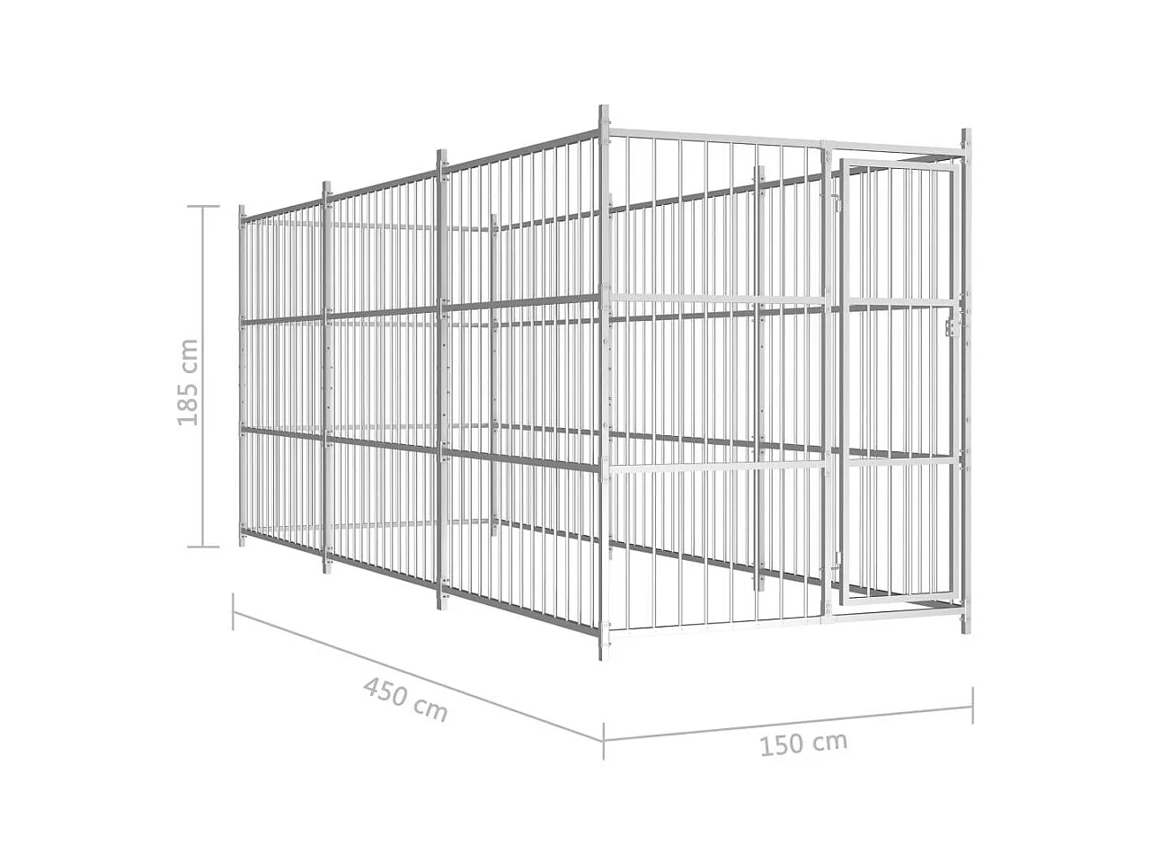 Jaula para perros de exterior para parque de mascotas 450 x 150 x 185 cm (02_0000354)
