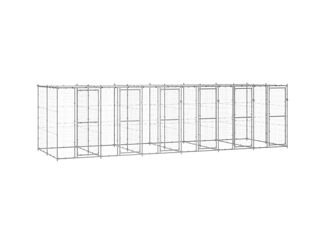 Gaiola para canil ao ar livre cercadinho para animais ao ar livre para cães em aço galvanizado com telhado 14,52 m² 02_0000434