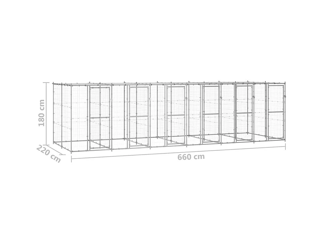 Gaiola para canil ao ar livre cercadinho para animais ao ar livre para cães em aço galvanizado com telhado 14,52 m² 02_0000434