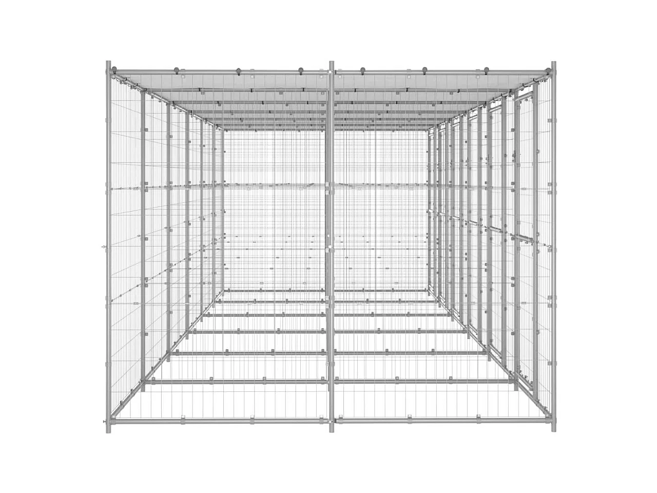Gaiola para canil ao ar livre cercadinho para animais ao ar livre para cães em aço galvanizado com telhado 14,52 m² 02_0000434