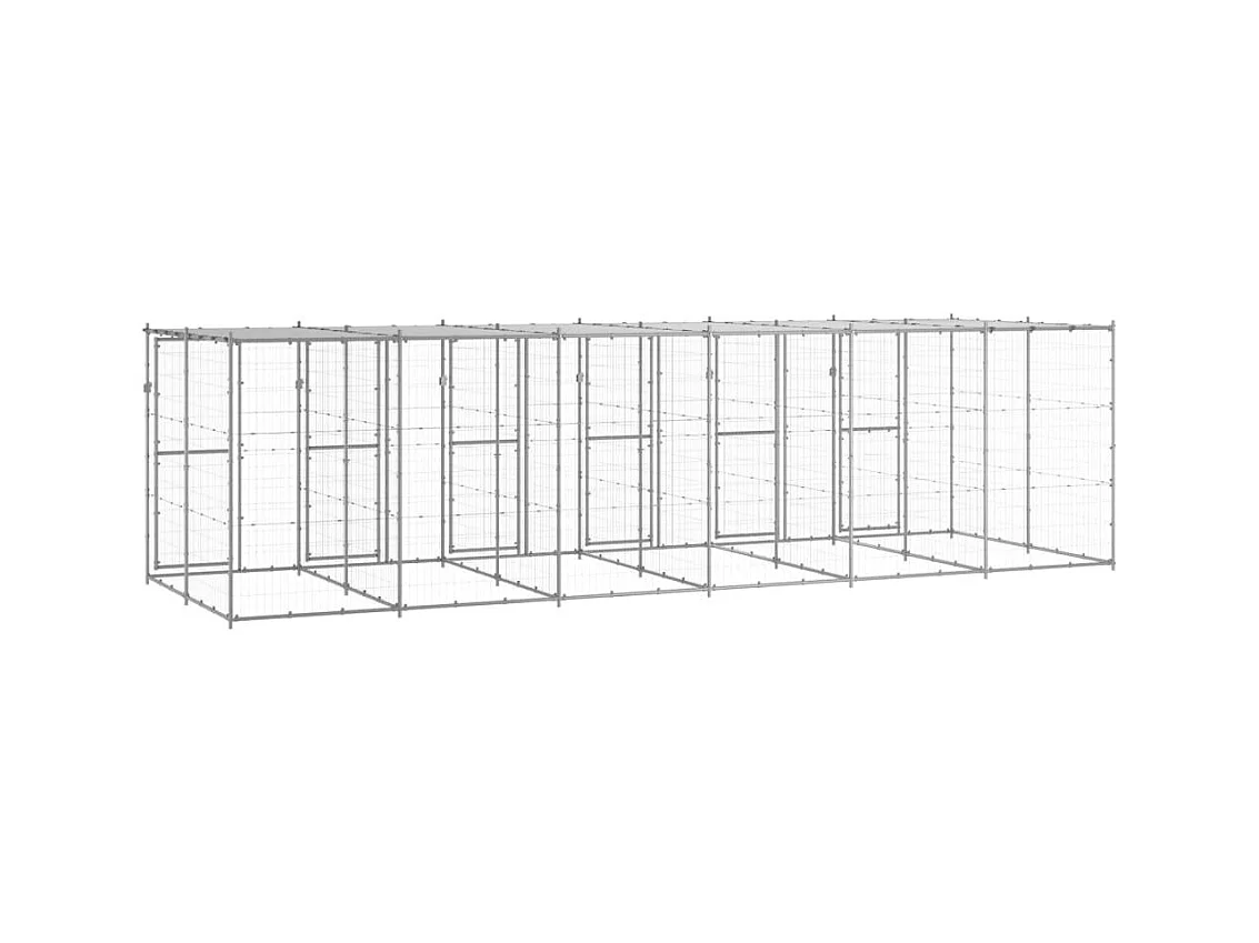 Gaiola para canil ao ar livre cercadinho para animais ao ar livre para cães em aço galvanizado com telhado 14,52 m² 02_0000434