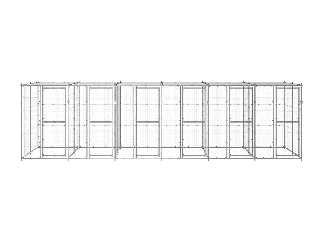 Gaiola para canil ao ar livre cercadinho para animais ao ar livre para cães em aço galvanizado com telhado 14,52 m² 02_0000434