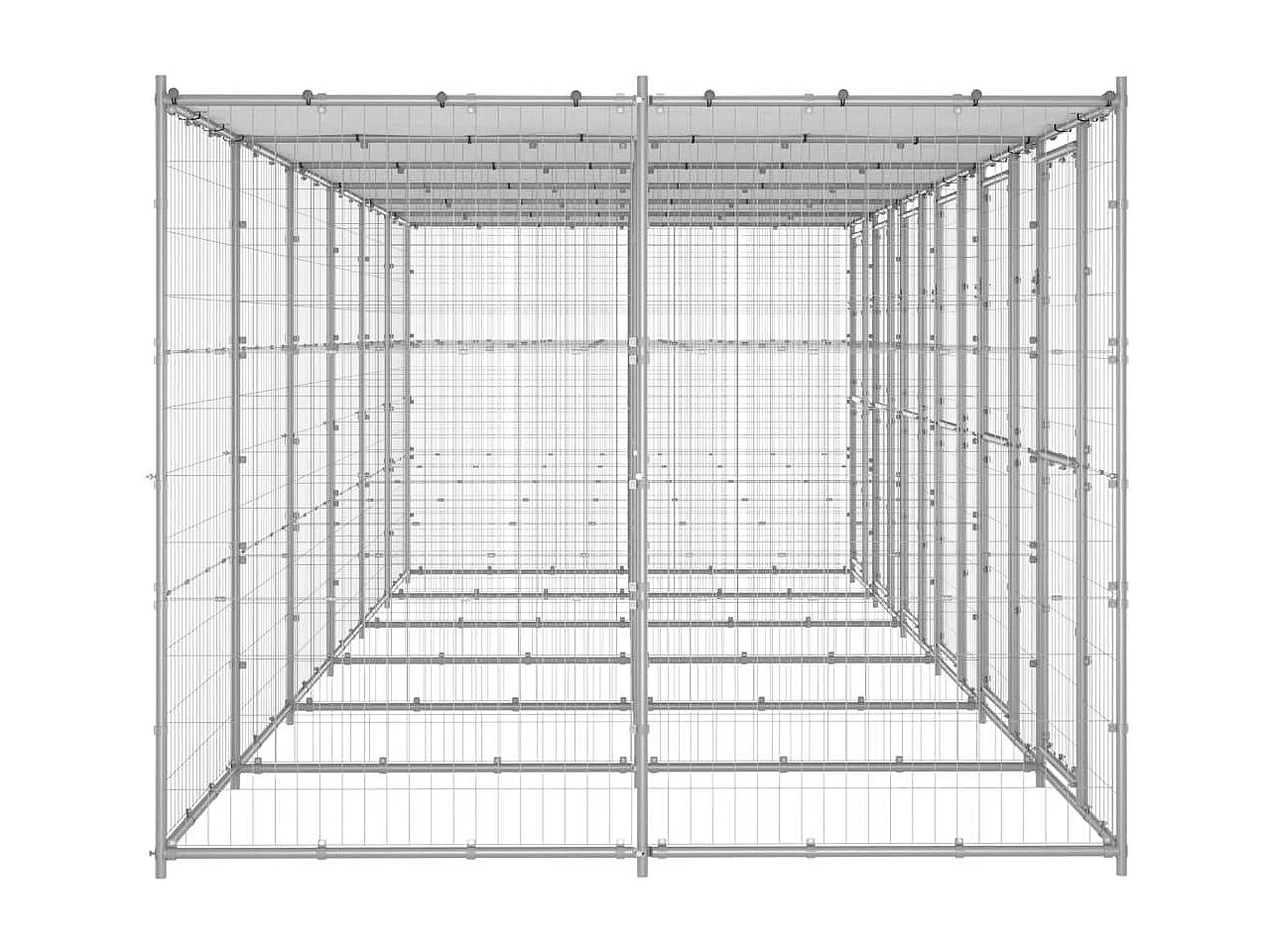 Gaiola para canil ao ar livre cercadinho para animais ao ar livre para cães em aço galvanizado com telhado 14,52 m² 02_0000434