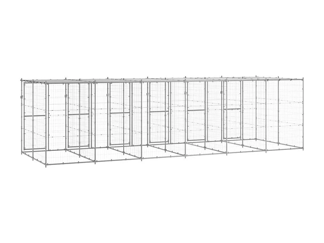 Gaiola para canil ao ar livre cercadinho para animais ao ar livre para cães em aço galvanizado com telhado 14,52 m² 02_0000434