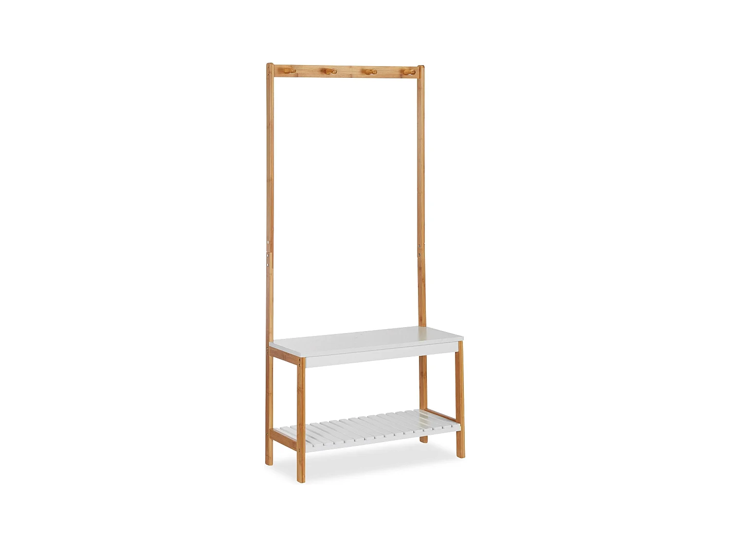Portemanteau étagère avec banc bois blanche 70.5 x 30 x 150 cm 13_0002296